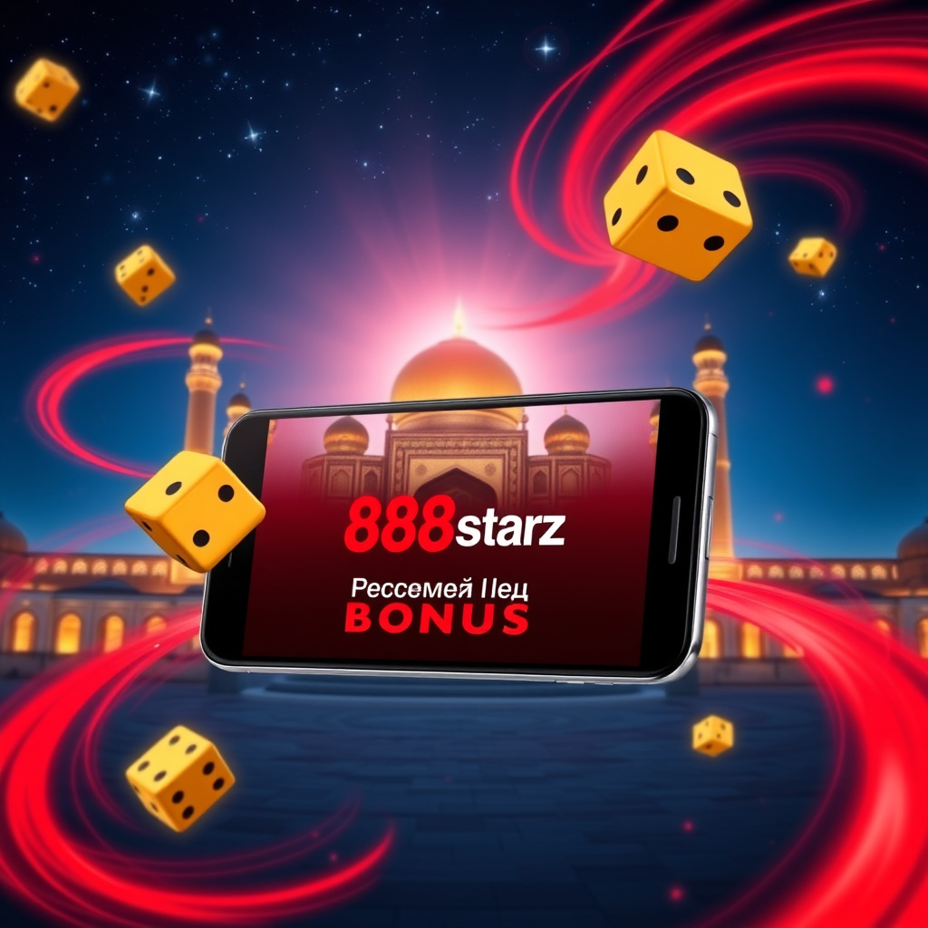 A smartphone showing the 888starz official app interface in red and black, featuring the exact Uzbek text \